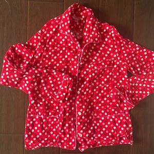 Victoria's Secret pink brand. Red flannel  pajamas top small. Dots. Dog. Piping